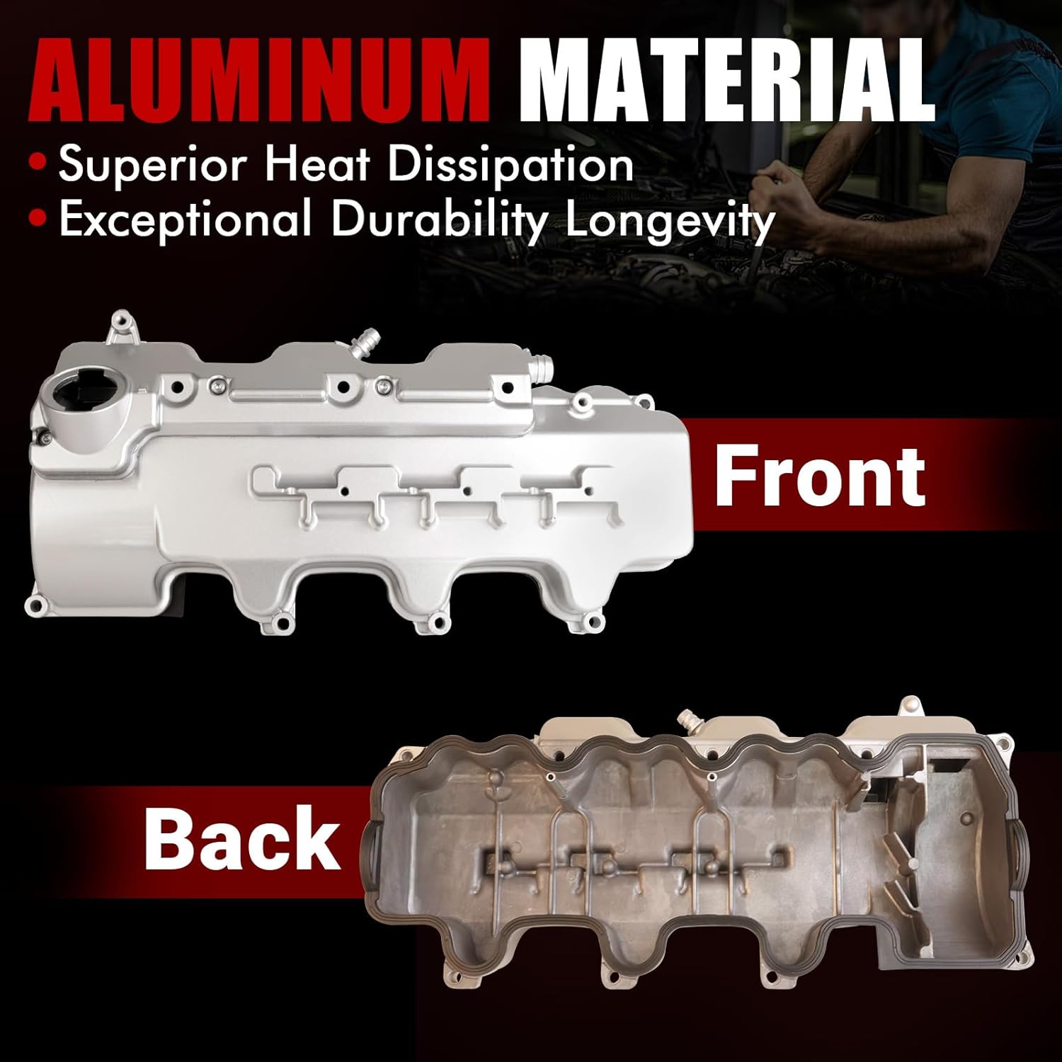 MITZONE Aluminum Engine Valve Cover with Gasket Compatible with 1998-2005 Mercedes-Benz ML350 ML320 E320 SLK320 CLK320 C320 C280 C240 2.6L 2.8L 3.2L 3.7L 1120100530