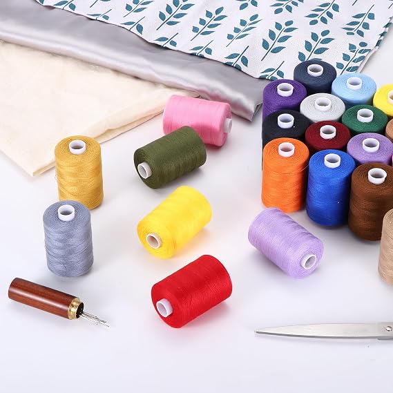 sourcing map 2 Spool Sewing Thread, Blue #252 1000 Yards/Spool