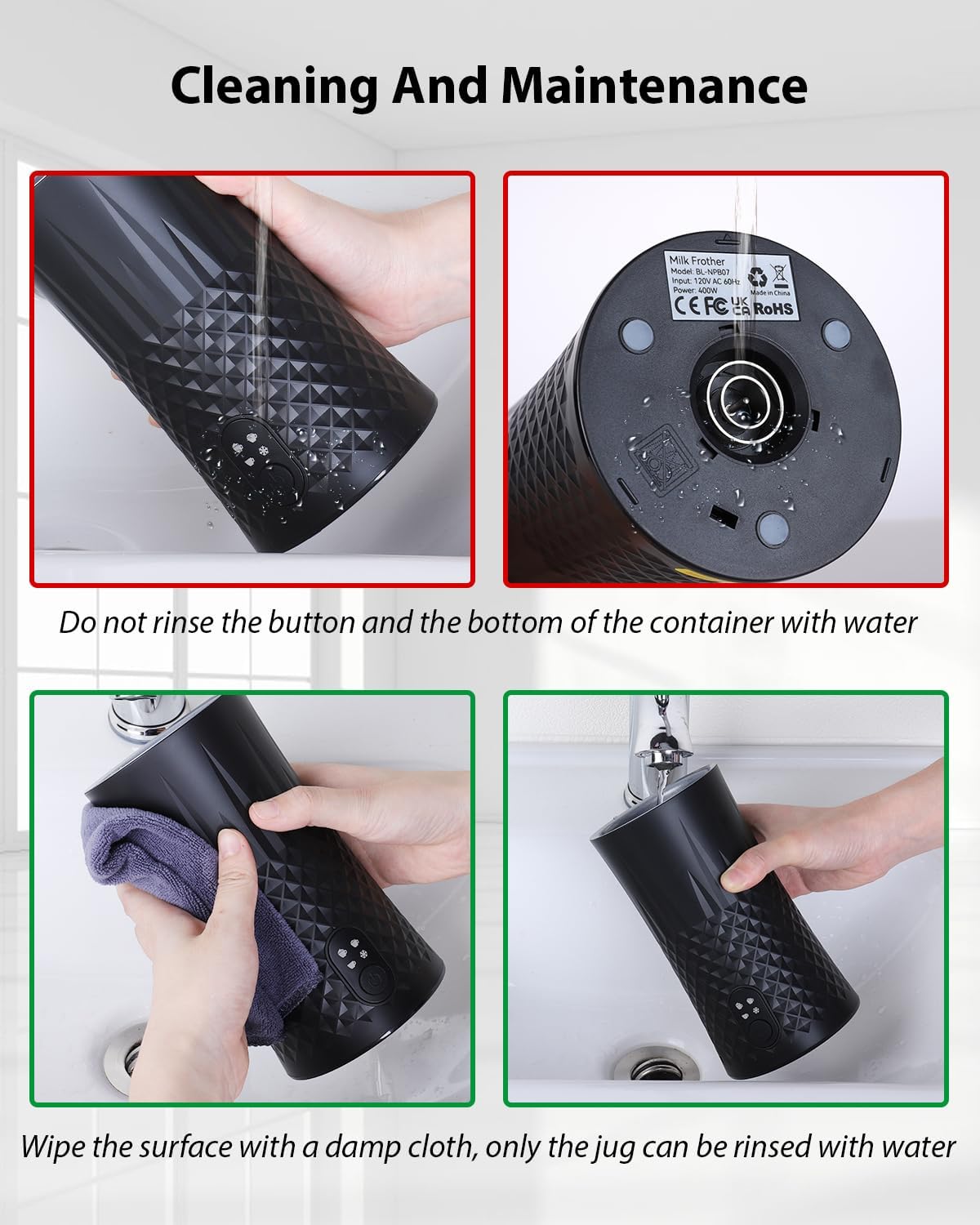 Milk Frother, Electric Milk Frother and Steamer, 4-in-1 Frother for Coffee, Auto Hot and Cold Foam Maker, Milk Warmer with Temperature Control, for Latte, Cappuccinos, Macchiato,Silent Operation,Black