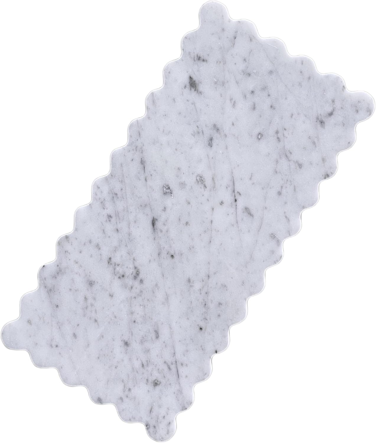 Marble Scalloped Tray, 12" x 6" Serving Stone Board, Scallop Tray to Home Bathroom Vanity Kitchen Countertop Decor, Marble Cutting Board for Cheese Display(Calacatta White)