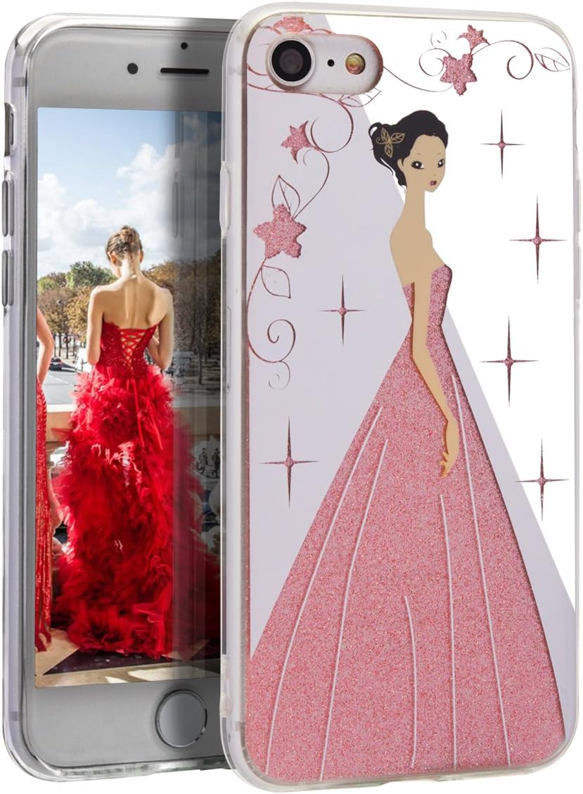 iPhone 6 Case,iPhone 6s Case,XIQI Shiny Bling Case for Women Slim Hybrid Shockproof Scratch-Resistant Hard PC and Soft TPU Case Cover for iPhone 6/6s 4.7 inch,Wedding Girl Rose Gold