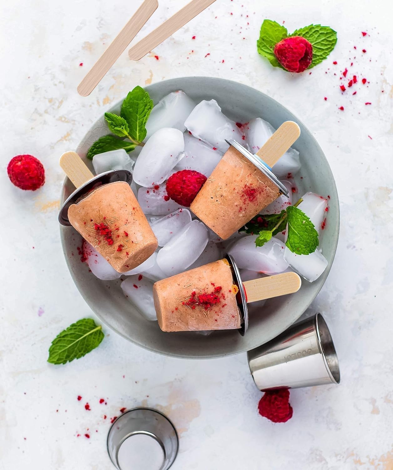 Stainless Steel Popsicle Molds And Rack - 6 Mini Round Ice Pop Makers + 30 Reusable Bamboo Sticks + 12 Silicone Seals + 1 Cleaning Brush +1 Rack