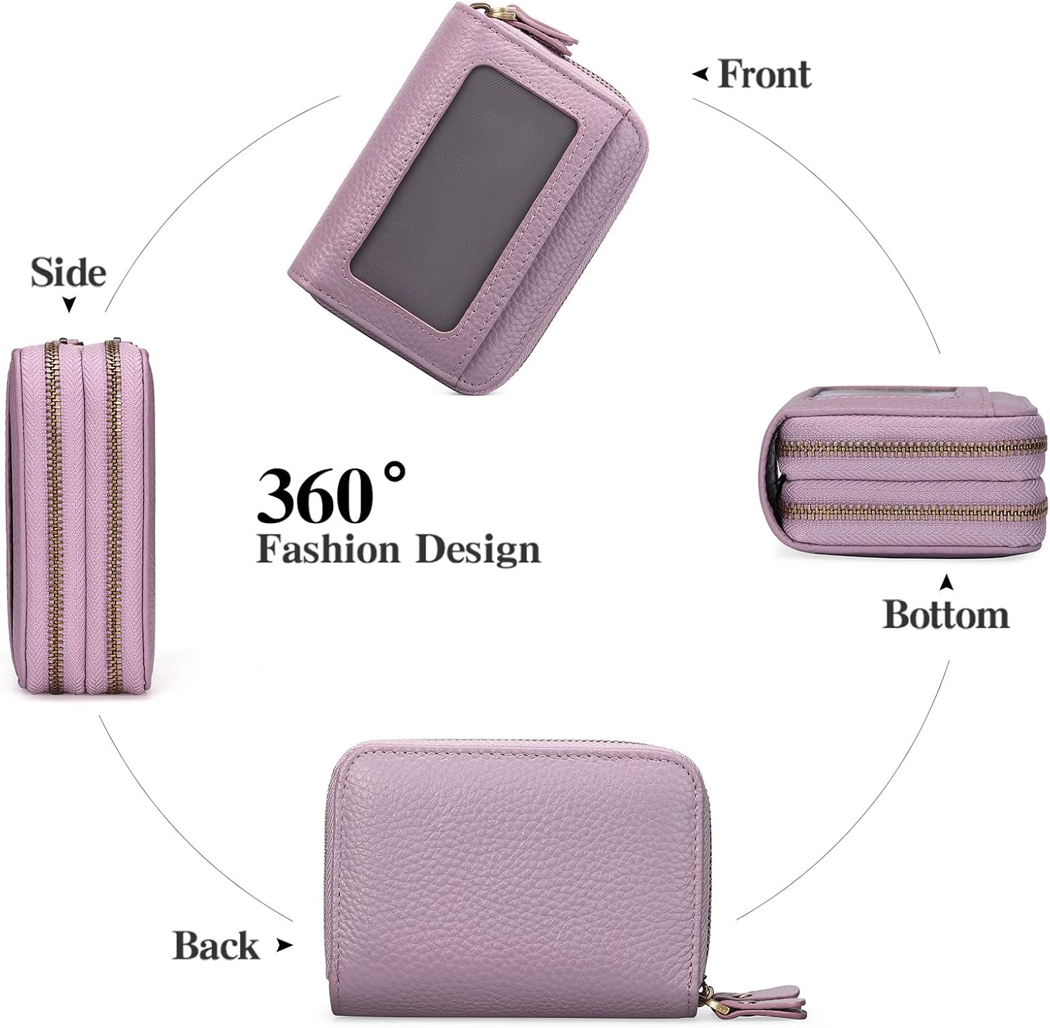 GOIACII Small Genuine Leather Wallet for Women, RFID Blocking Credit Card Holder Wallet