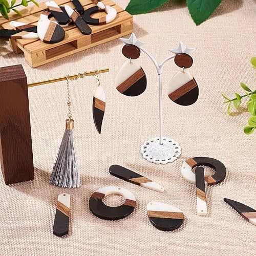 Vista 145 de Colgante de madera de resina, Resina, No es una piedra preciosa 0negro