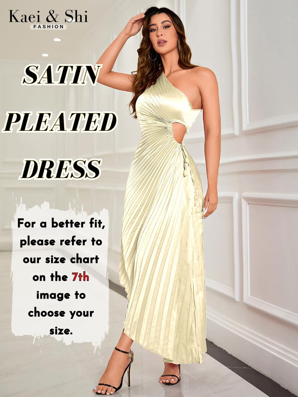 Kaei&Shi Satin Prom Dress,One Shoulder Cutout Asymmetrical Pleated Dresses for Women,Cocktail Birthday Graduation Outfits