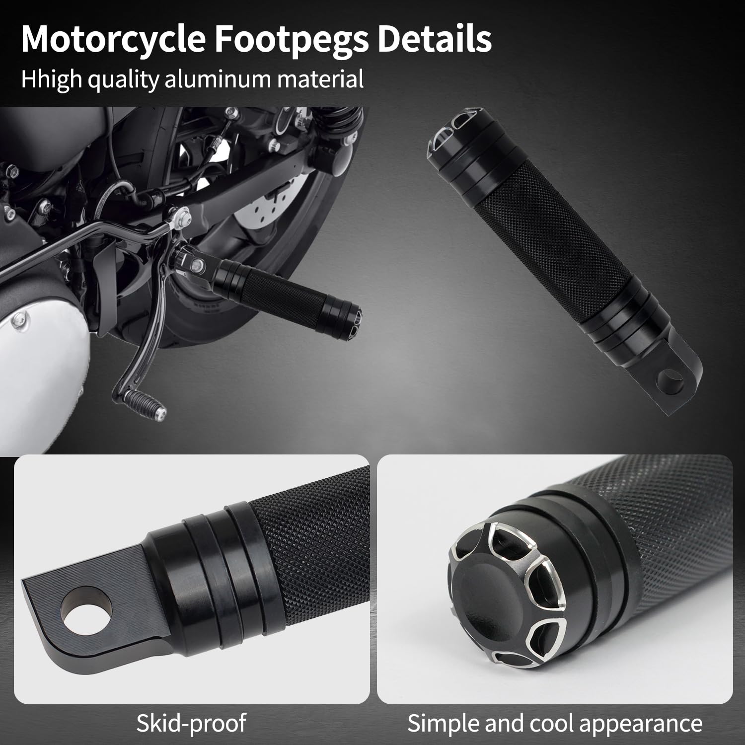 Foot Pegs Footrests Footpegs Pedals 10mm For Harley-Davidson Pair