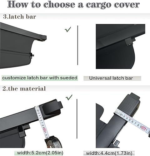 Miniatura 4 de Vesul Cubierta de carga retráctil compatible con Jeep Grand Cherokee 2022 2023 2 filas WL protección de sombra de seguridad cubierta de tonneau