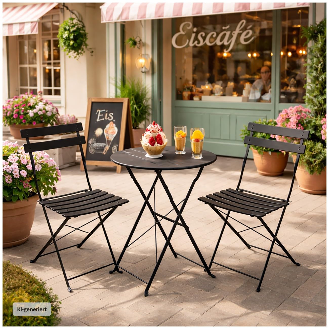 HTI living Gartenstuhl 2er-Set Basil Metall Schwarz