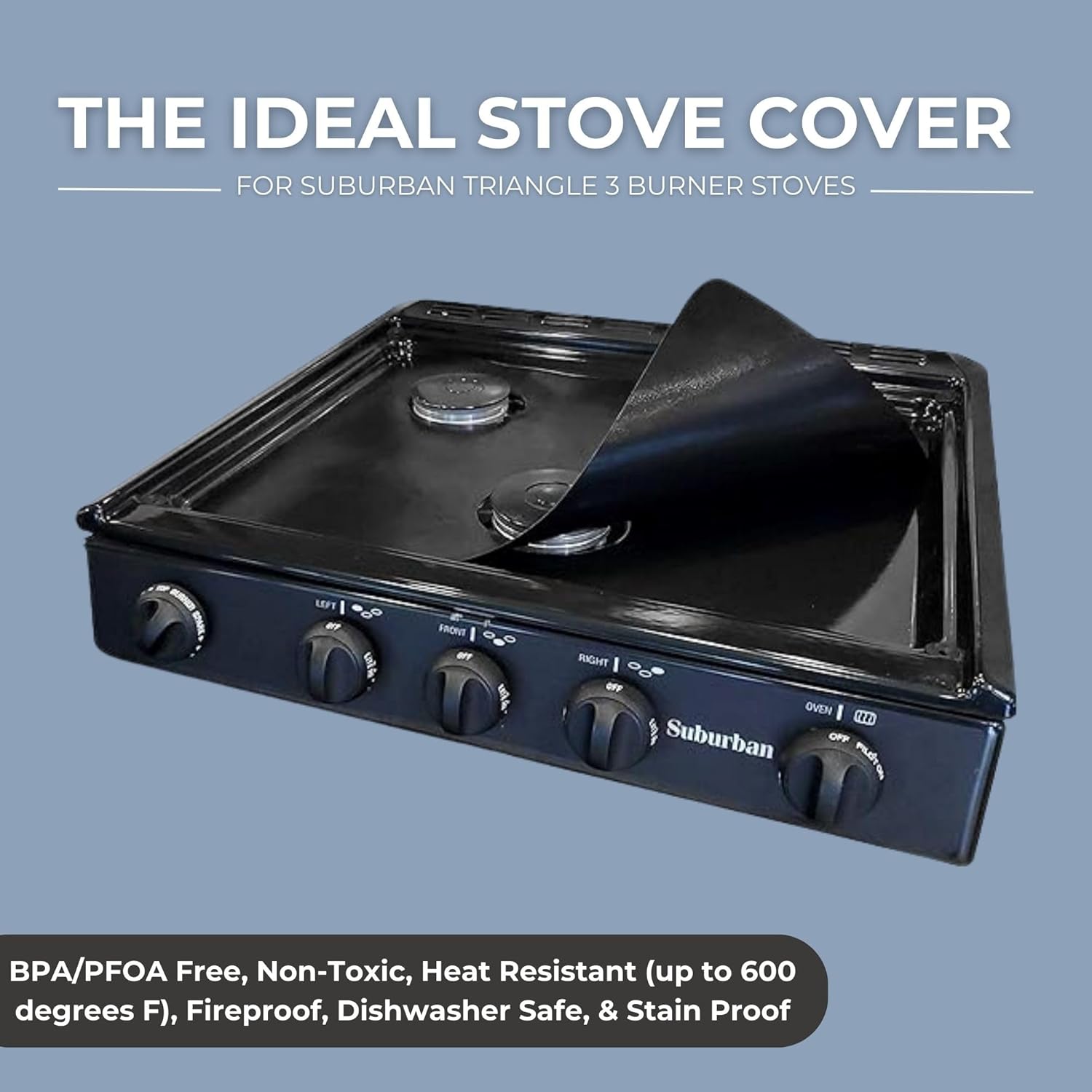 STOVEWRAP SWRV400 Stove Cover/Protector & Oven Liner - Precut to fit Suburban Triangle 3 Burner Stoves ONLY - Easy Clean/Heat Resistant - Nonstick/Washable/Reusable/Long Lasting