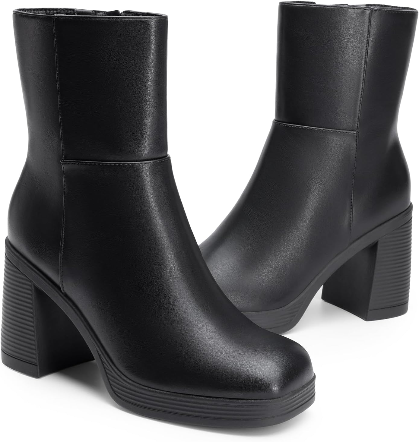 DREAM PAIRS Women's Platform Gogo Ankle Boots Chunky High Heels Square Toe Comfort Party Dress Side Zipper Booties Shoes for Women - Image 5