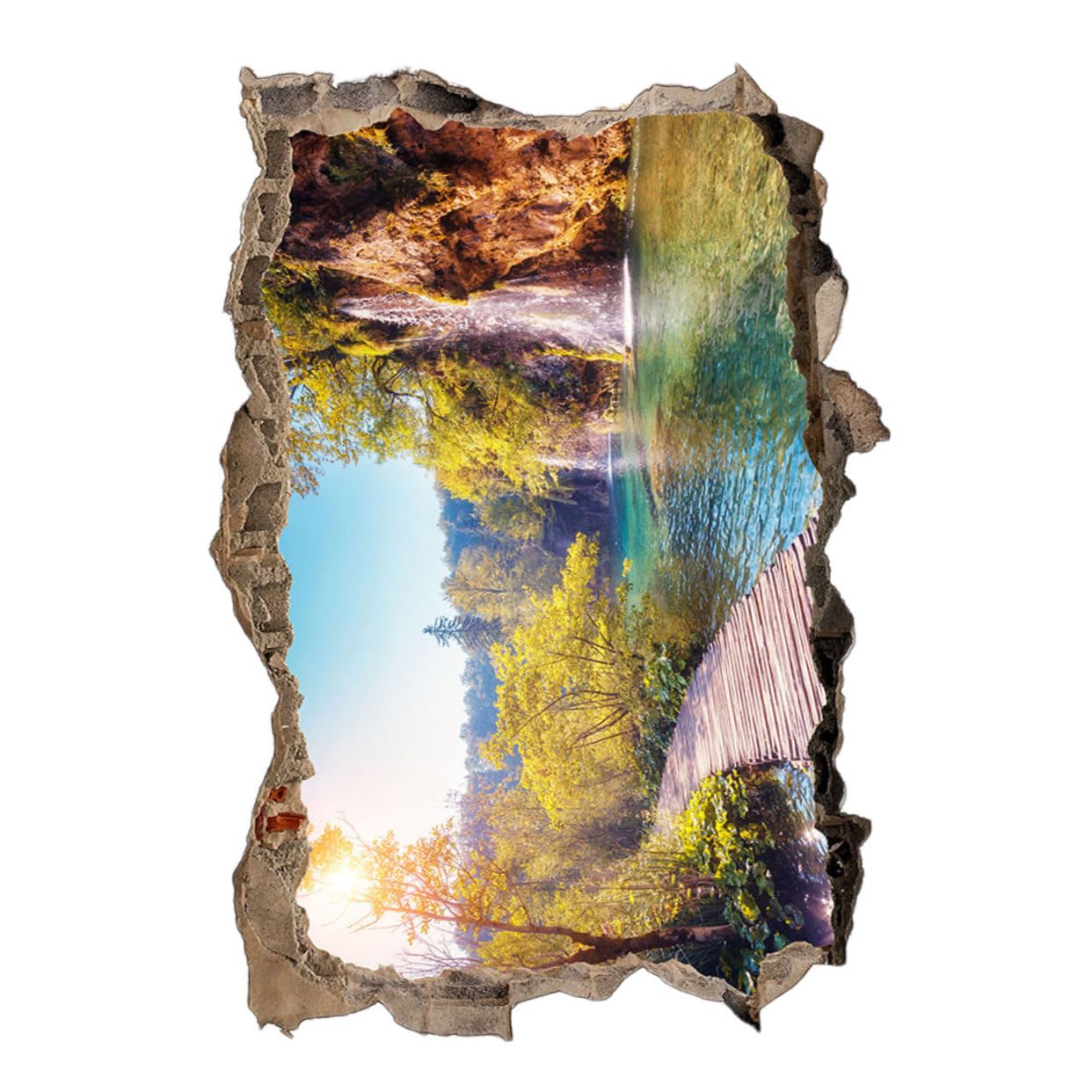 Mural autoadhesivo 3D de paisaje montañoso y pegatinas de pared grandes de PVC