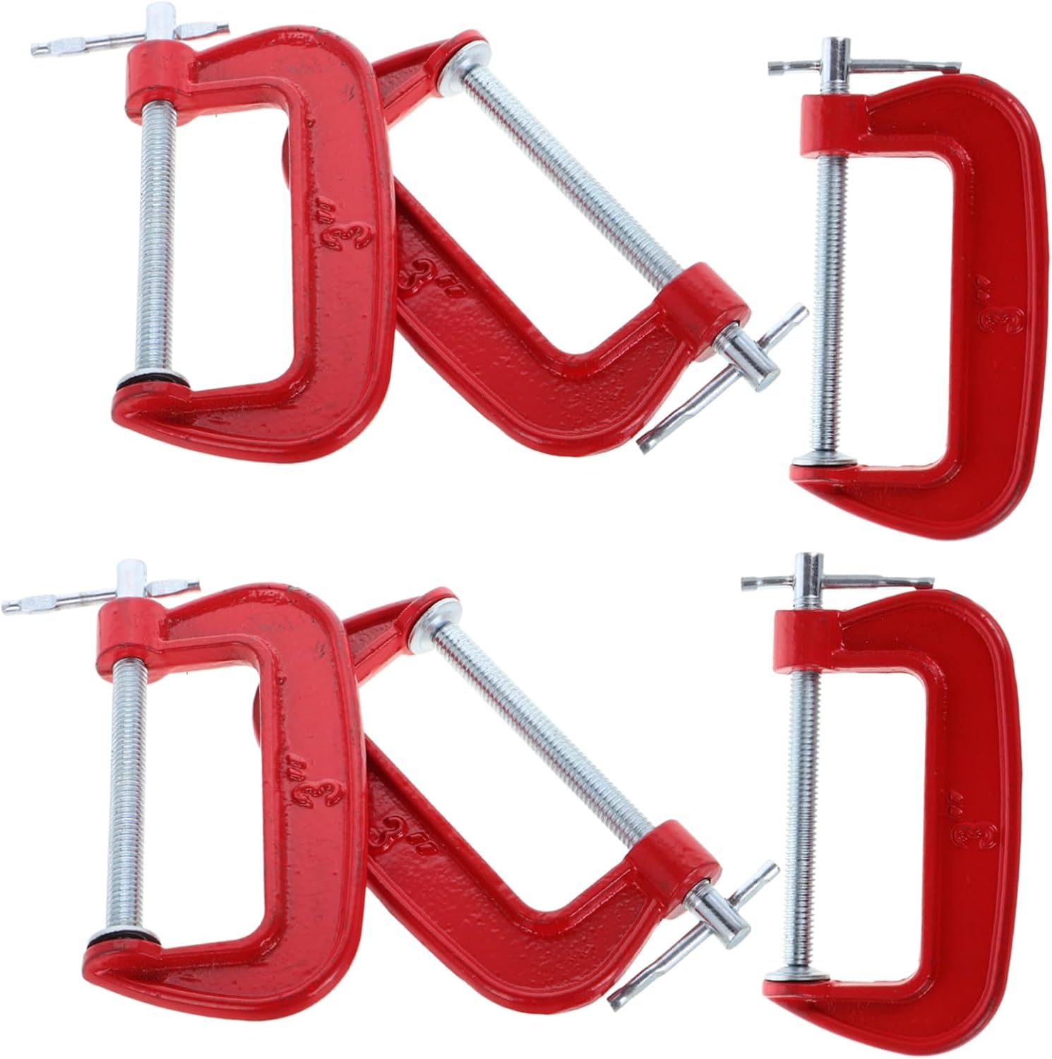 Veemoon 6pcs Heavy Duty Metal C Clamps Set 3-Inch Adjustable U Clamp for Woodworking Welding and Carpentry 77mm Jaw Opening Mini Tools for Home Improvement