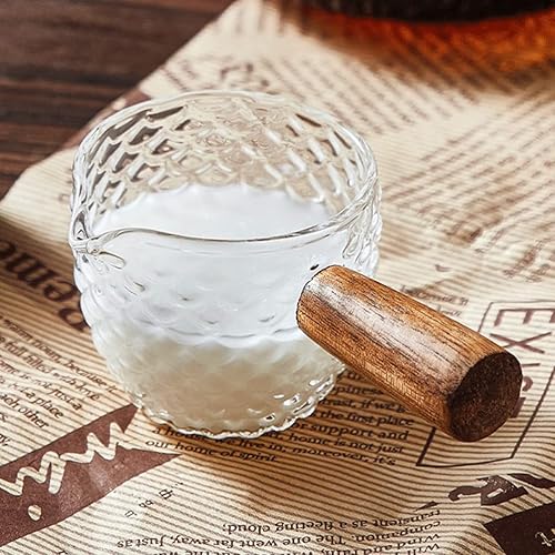 Miniatura 9 de Zerodeko Tazas de café expreso, jarra de leche para café, jarra de leche con mango de madera, jarra de leche de café expreso, jarra de medición de