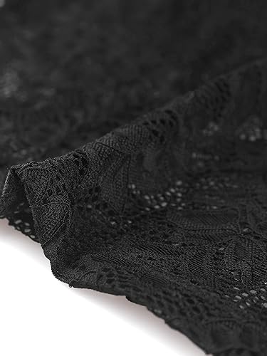 Miniatura 4 de Allegra K Top transparente para mujer, de manga larga, semi transparente, con encaje