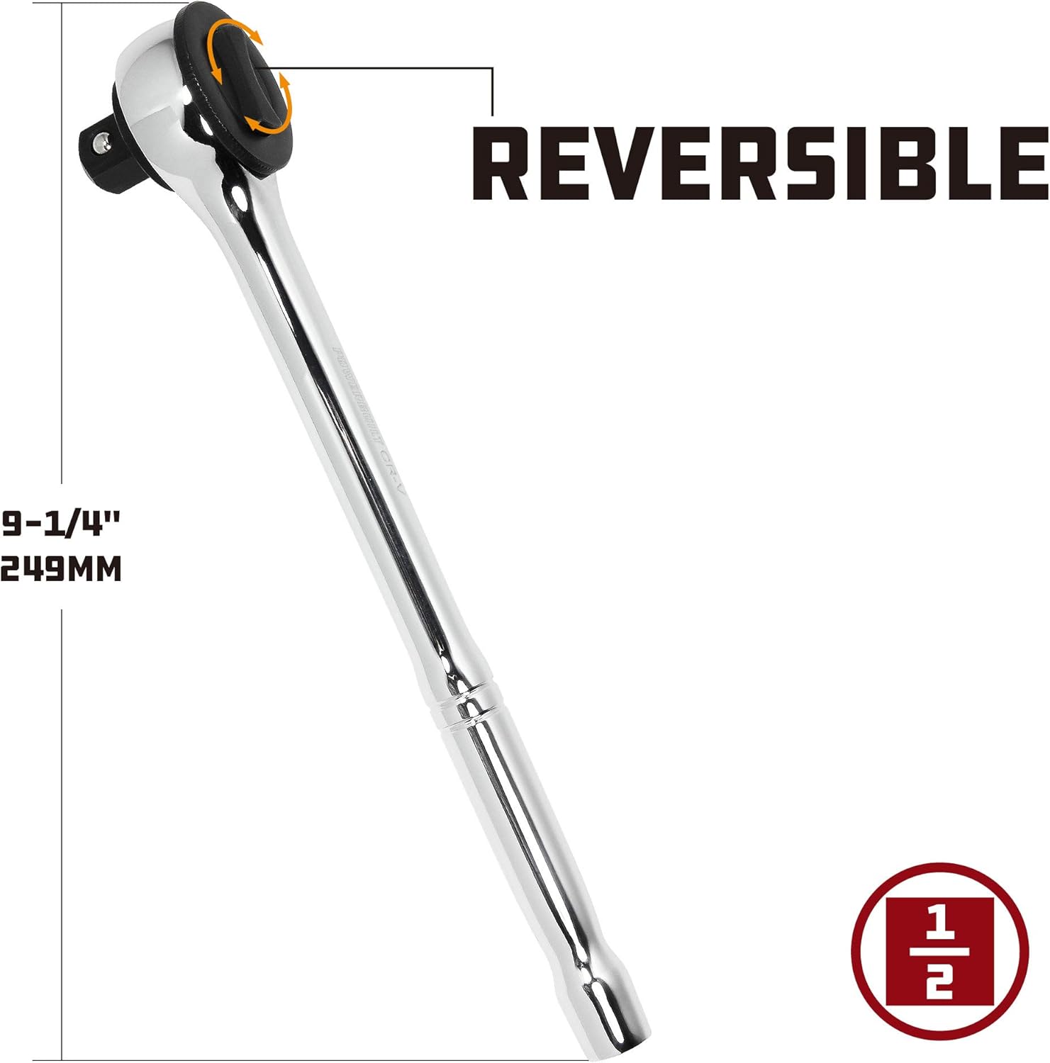 Powerbuilt 1/2" Drive Spin Disc Ratchet, 42-Tooth Gear, Chrome Vanadium Steel, Mirror-Polished Finish, Spiral Handle – 642505