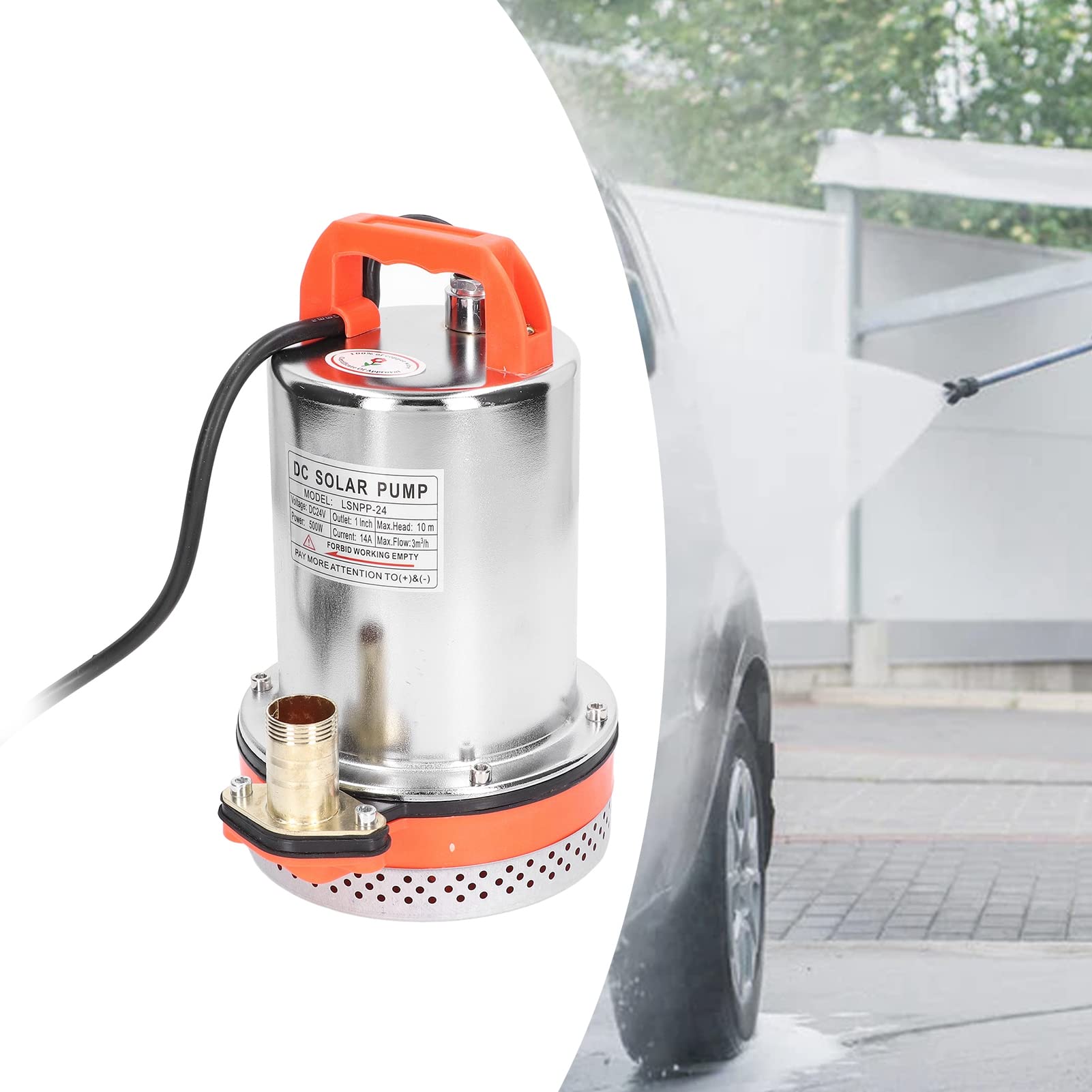 Bomba sumergible solar 500W Bomba de agua de pozo profundo de cabeza alta DC24V Acero inoxidable Motor de alambre de cobre para estanque Piscina Drenaje de riego
