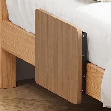 Menaka Floating Bedside Shelf Table Oak 30x25cm, Small Folding Bed Mounted Side Table Tray Clip On Nightstand for Bunk & Top Bunk Wood Tabletop with Metal Frame (oak#1)