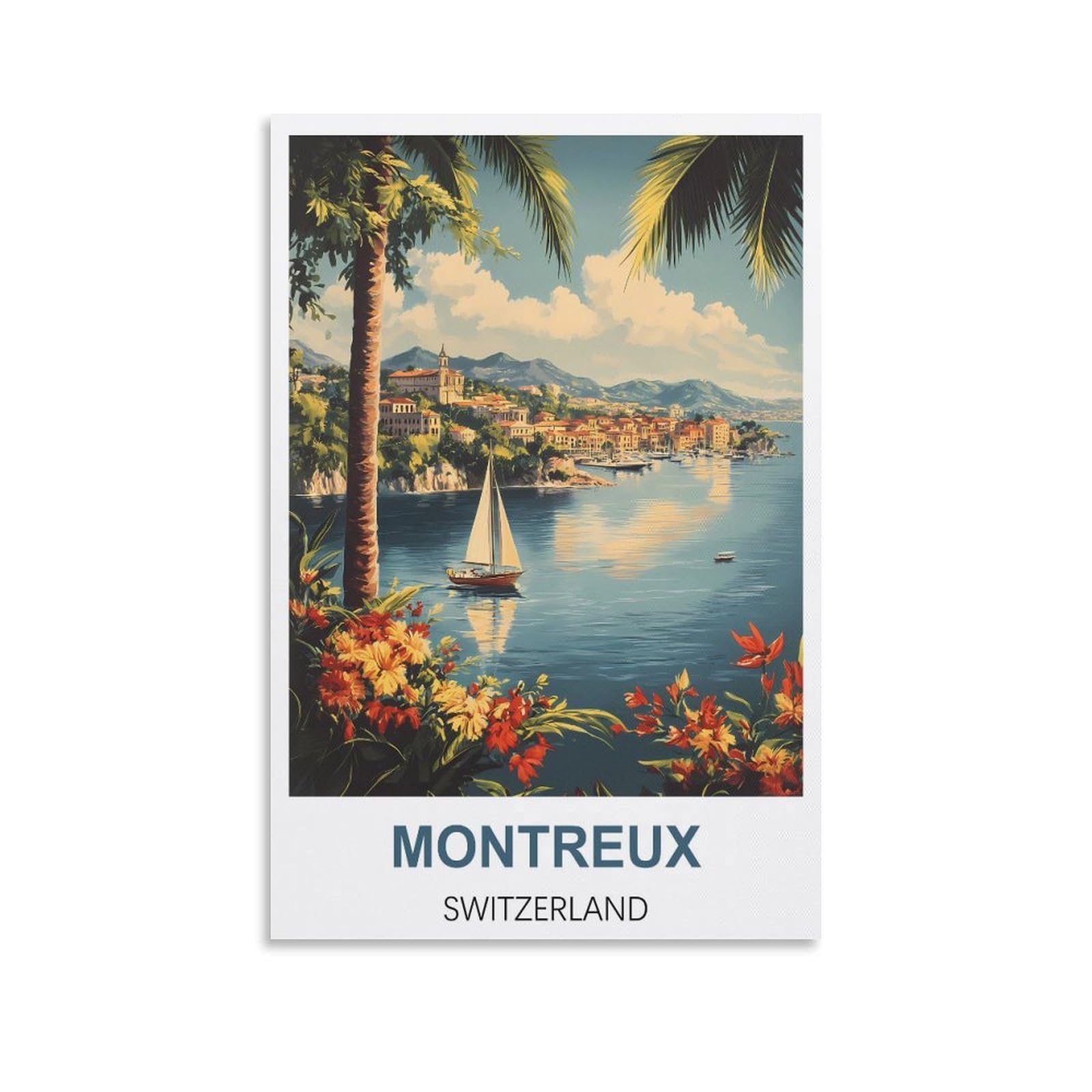 EZMLFA 5D Diamond Painting Kits,Montreux Switzerland Diamond Art Kits Adults, Create Your Own Diamond Painting Full Drill Gifts for Home Decor 40x40cm