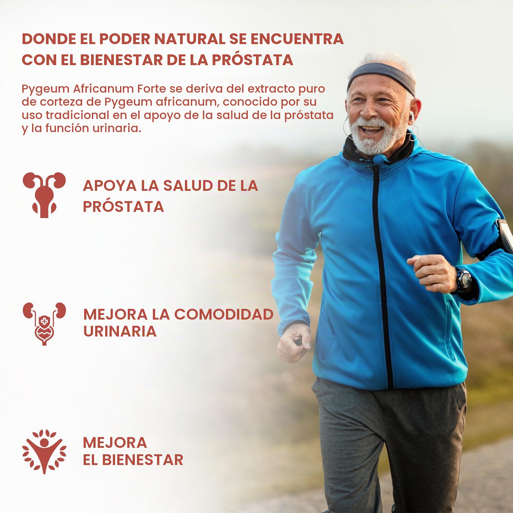 Pygeum Africanum | 5.000 mg Equivalente | Extracto de Corteza 20:1 250 mg (13% fitosteroles) | 120 Cápsulas Veganas | Prunus africana | GMP & Probado por Laboratorio Independiente