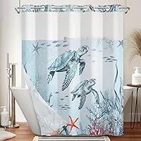 Vista 10 de Cortina de ducha bohemia sin ganchos y con forro adjunto, juego de cortinas de ducha impermeables de doble capa con parte superior transparente