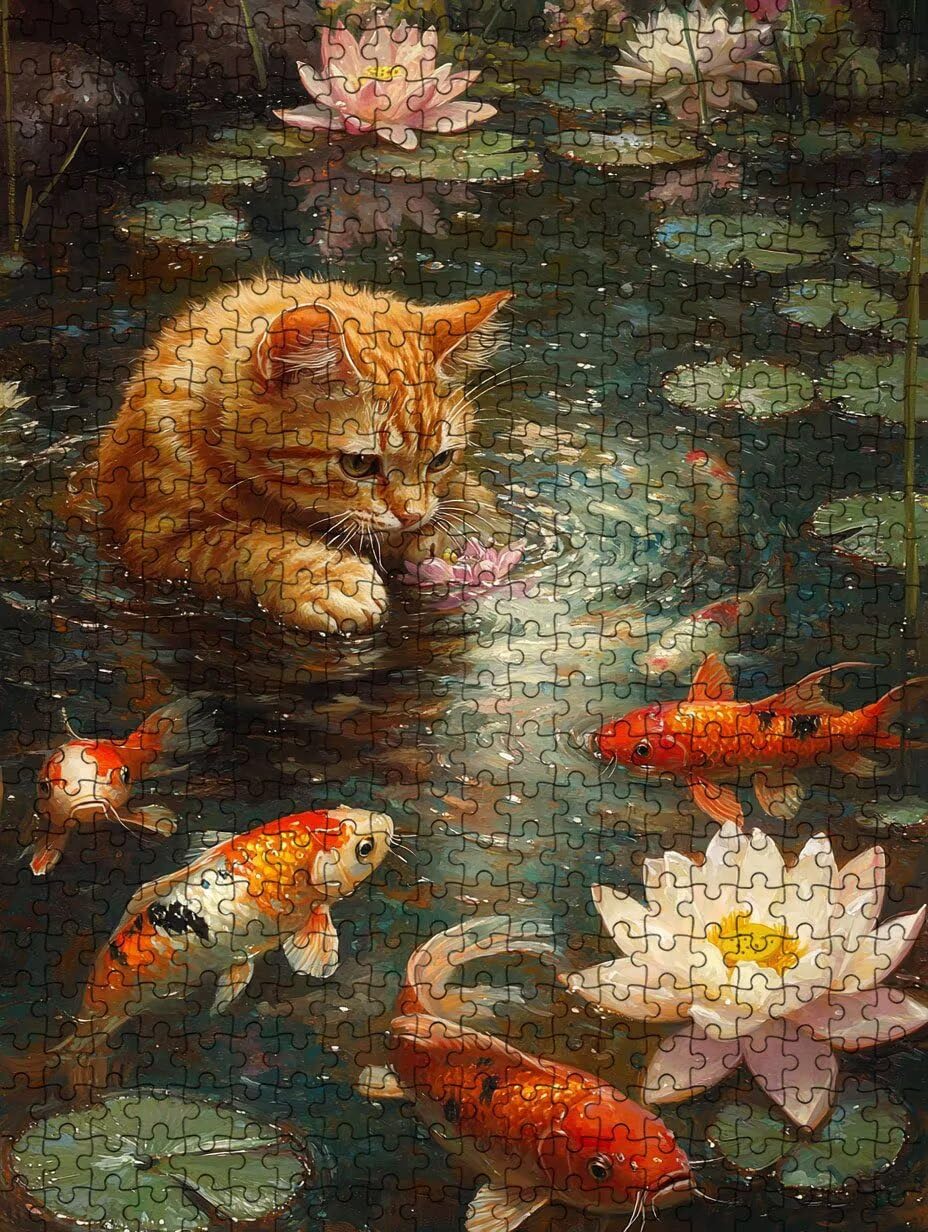 Puzzle z kotem, 2000 elementów, klasyczne puzzle, gra zręcznościowa dla dorosłych, puzzle dla całej rodziny, z pięknym opakowaniem, dekoracja DX0YL3-493