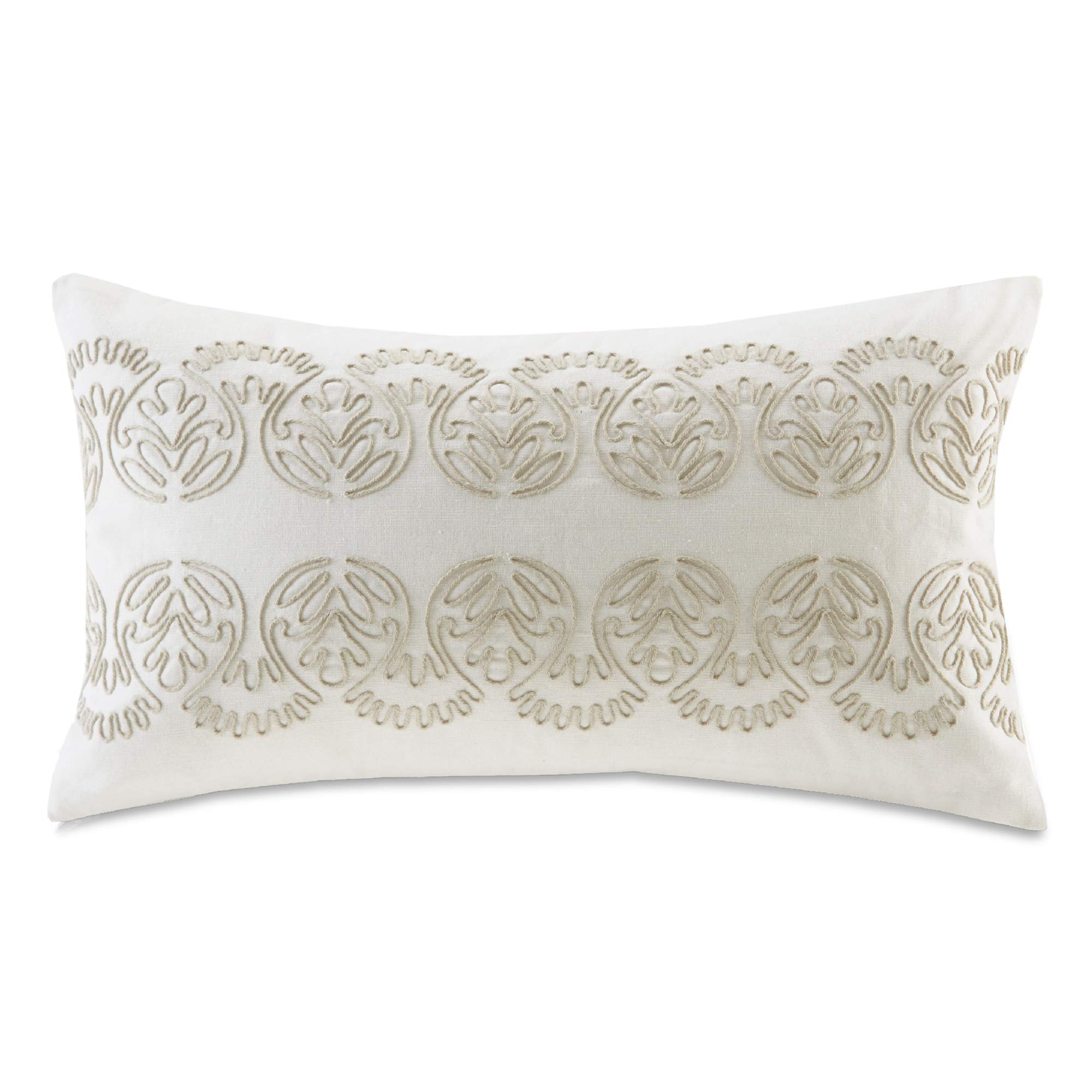 harbor house modern design decorative pillow hypoallergenic sofa cushion lumbar, back support, oblong 12" x 20", suzanna, cotton medallion taupe