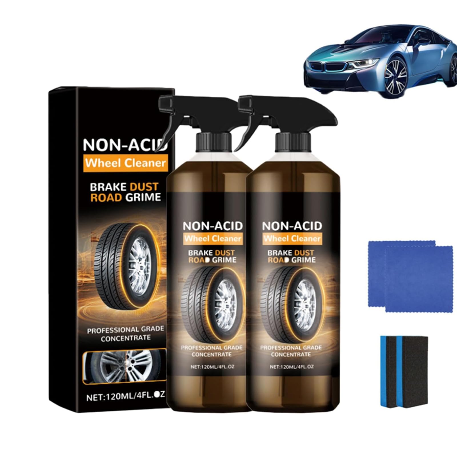 Wheelblaze Wheel Cleaner Wheelblaze, Versatile and Powerful Rust Converter Tire Cleaner Spray, Turn Filthy Wheels Into Instant Shine and Lasting Protection (2pcs)