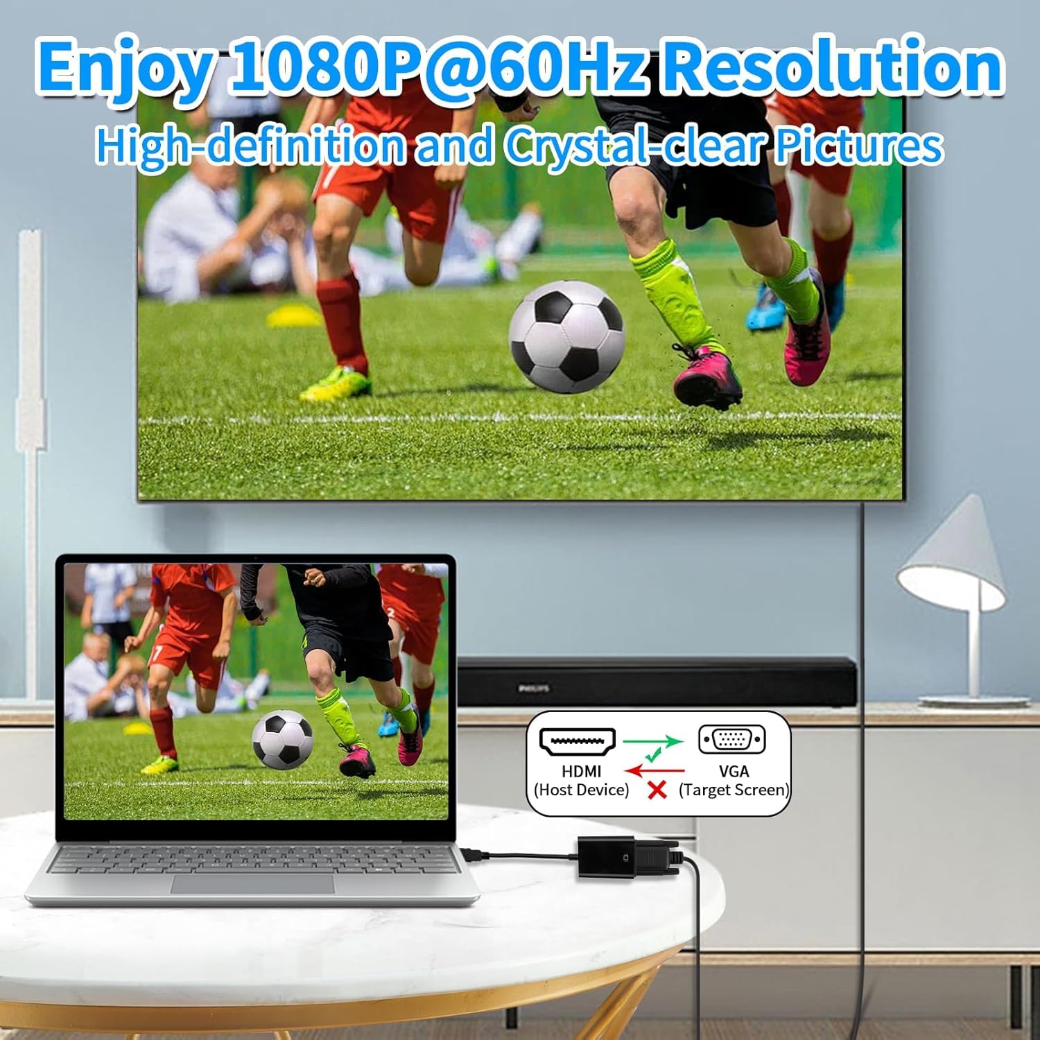 YIIFELL Adattatore HDMI a VGA, Unidirezionale HDMI a VGA 1080P (Maschio a Femmina) per Computer, Desktop, Laptop, PC, Monitor, Proiettore, HDTV, Chromebook, Xbox e altro ancora