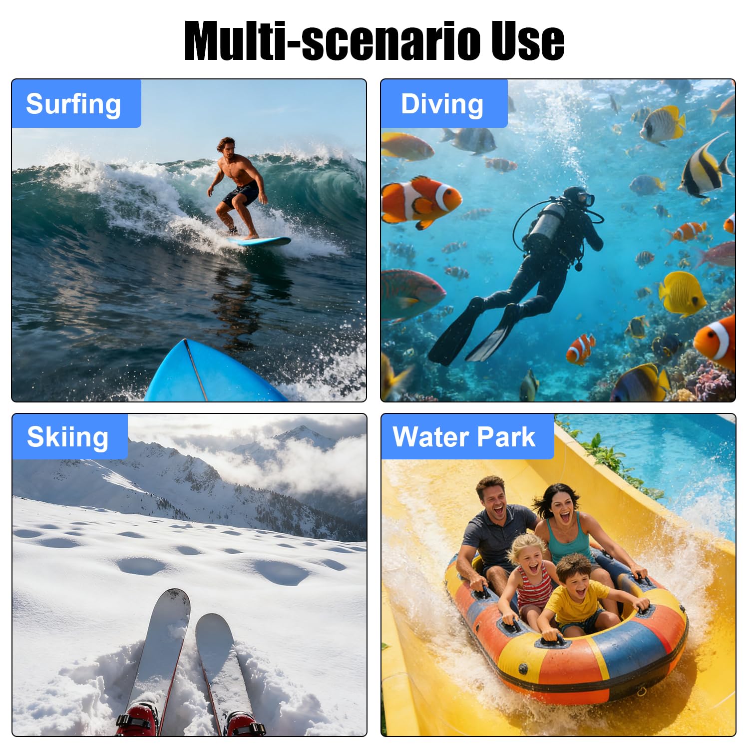 Invisible Buceo Funda Compatible con Insta360 X5, 60m/196ft Depths Sumergible Carcasa, 360°Completa Subacuática Protección, Acción Cámara Accesorio para Buceo, Surf, Esnórquel, Esquí