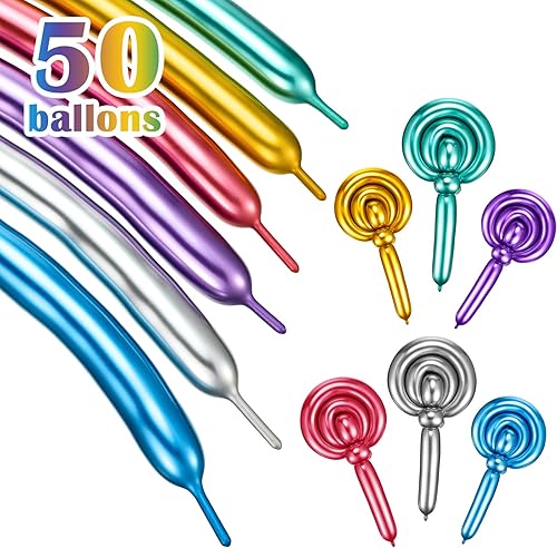 50 globos de látex de 260 globos de látex largos para decoración de Navidad, cumpleaños, boda, fiesta, guirnalda (rojo, morado, azul, verde,