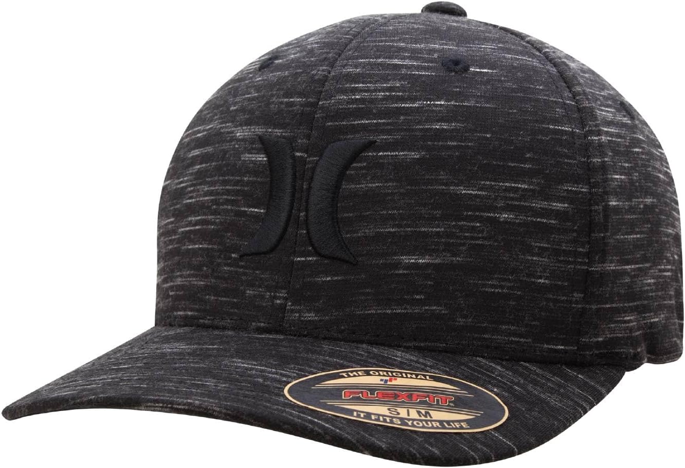Mens Baseball Cap - Moisture-Wicking Textured Fitted Baseball Hats for Men, Size Small-Medium, Black