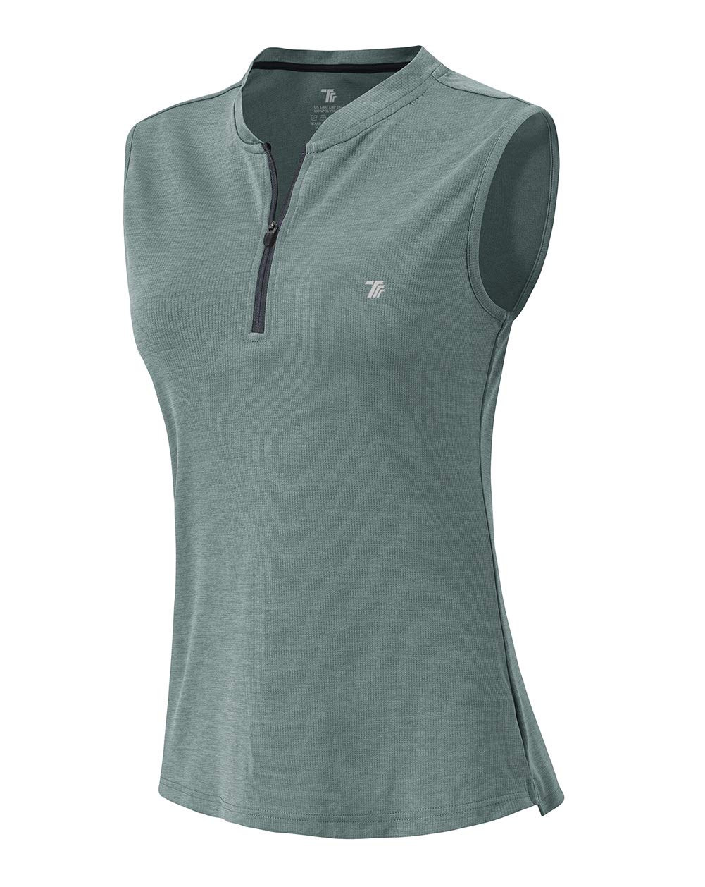 YSENTO Women's Golf Apparel Shirts Clothes Outfits Sleeveless 1/4 Zip Collarless Dry Fit UPF 50+ Tennis Polo Tank Tops