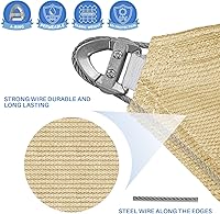 Vista 3 de E&K Sunrise - Toldo para sombra rectangular de 18 x 22 pies, con dosel de protección UV y anillo de cable de acero, para pérgola, patio, jardín