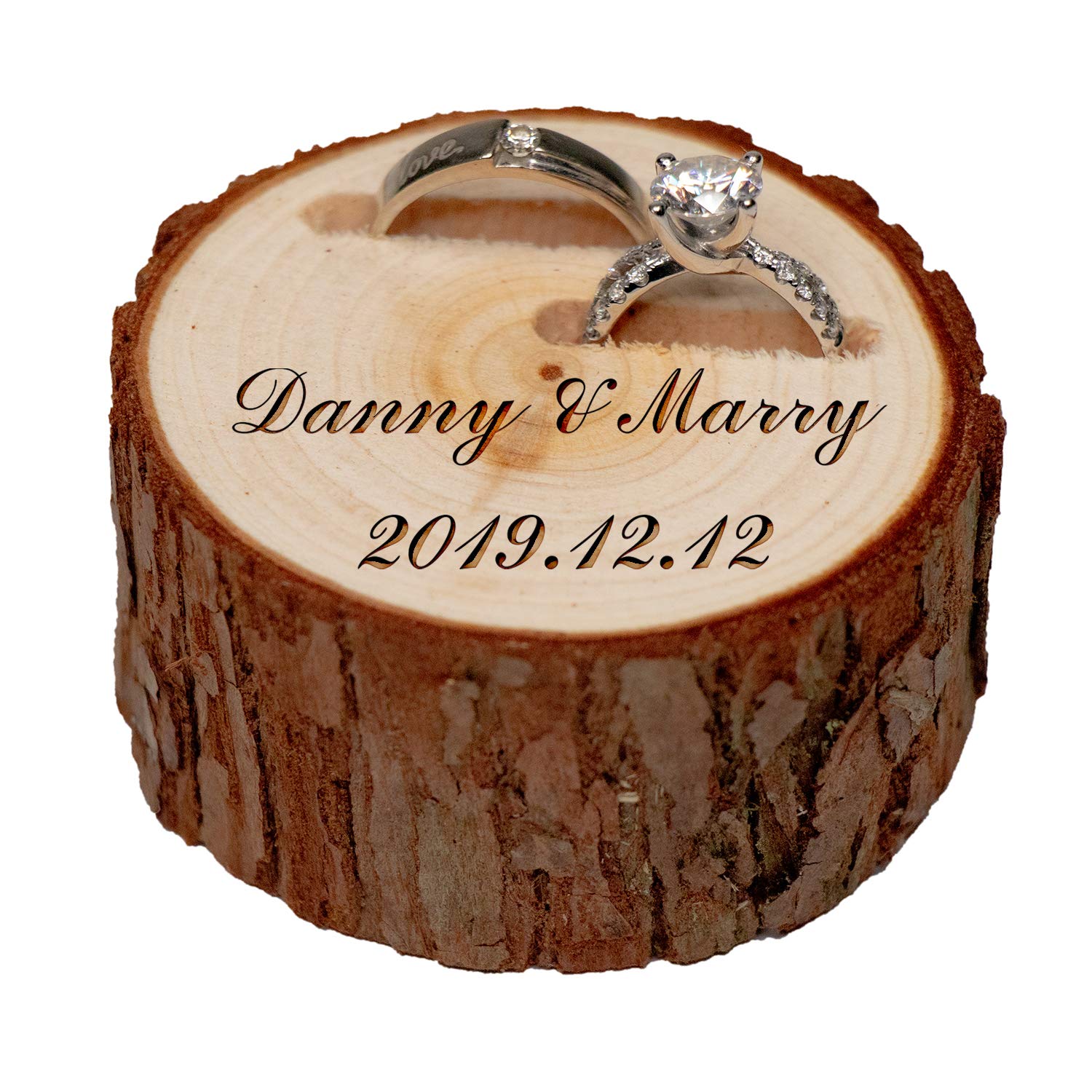 Bearer Box Ring Bearer Wood Slice Personalized Ring Bearer Box
