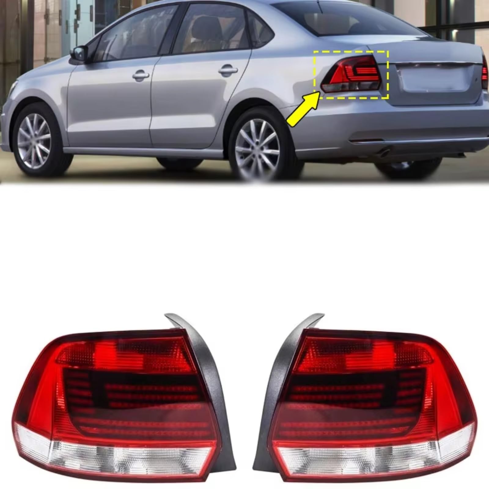 Compatible Con VW Para Polo Para Vento Sedan 2016 2017 2018 2019 Luz Trasera Advertencia Luz De Señal De Freno Carcasa Accesorios Exteriores luces advertencia traseras(Right)