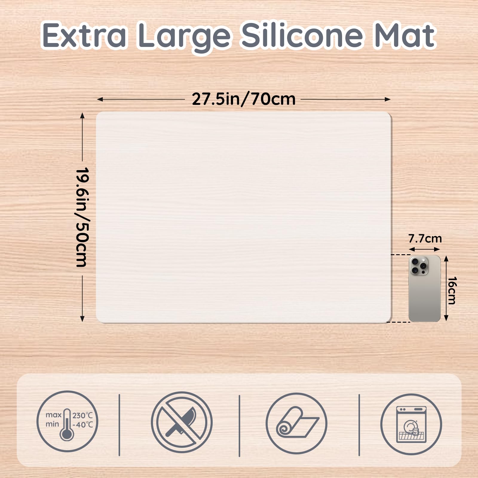 Tapete Silicona Manualidades, 2 Piezas 70x50cm Mantel Silicona para Resina Epoxi, Antideslizante y Antiadherente, Tapete para Manualidades, Pintar Niños (Semitransparente)