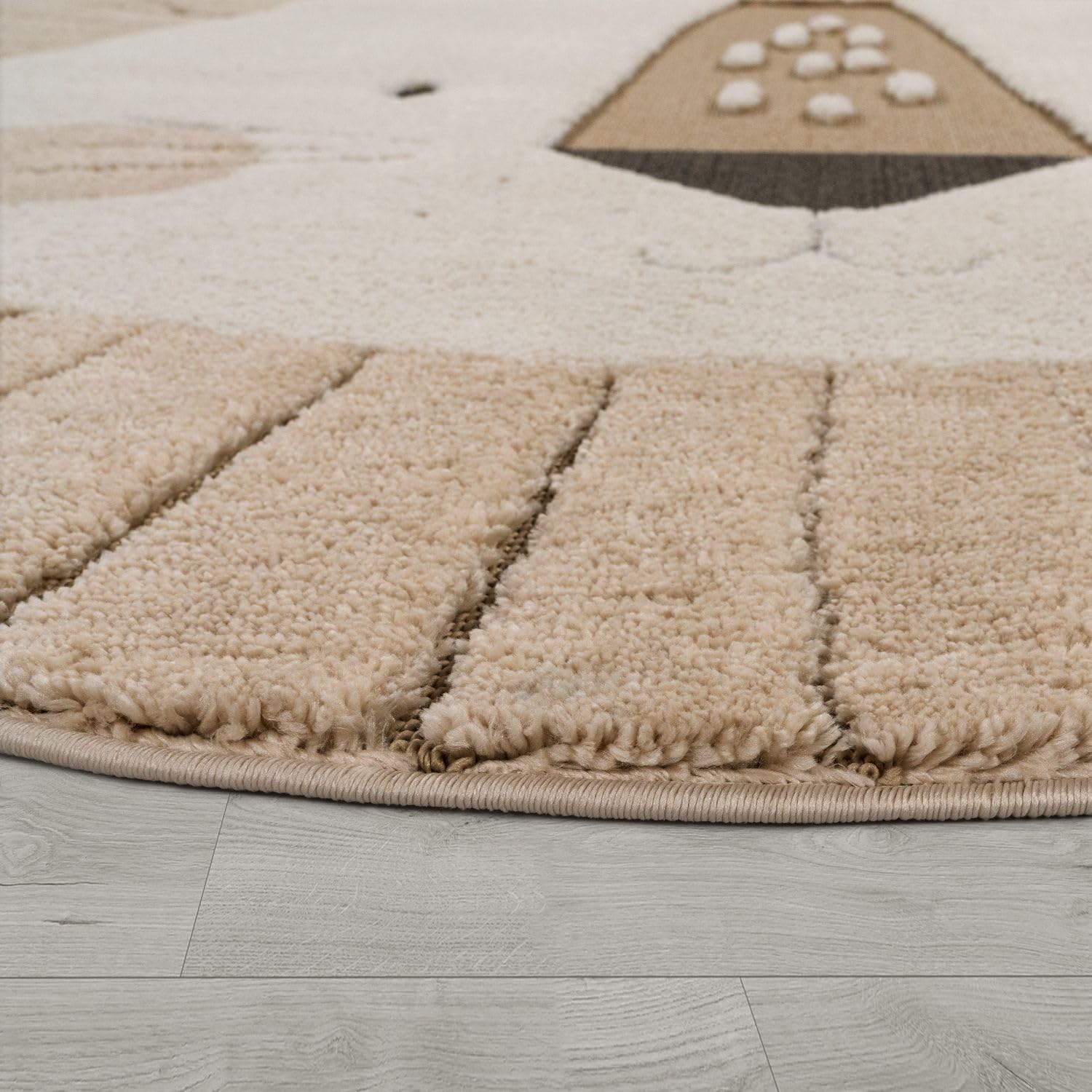 TT Home Alfombra Infantil Alfombra habitación Infantil Alfombra Juego Redonda Pelo Corto Motivo montañas 3D Suave Moderno, Tamaño:160 cm Redondo
