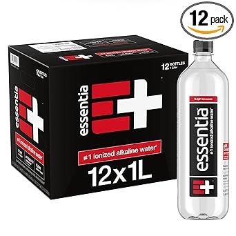 Essentia Water Bottled, Ionized Alkaline Water:99.9% Pure, Infused With Electrolytes, 9.5 pH Or Higher With A Clean, Smooth Taste, 1 Litre (Pack of 12)