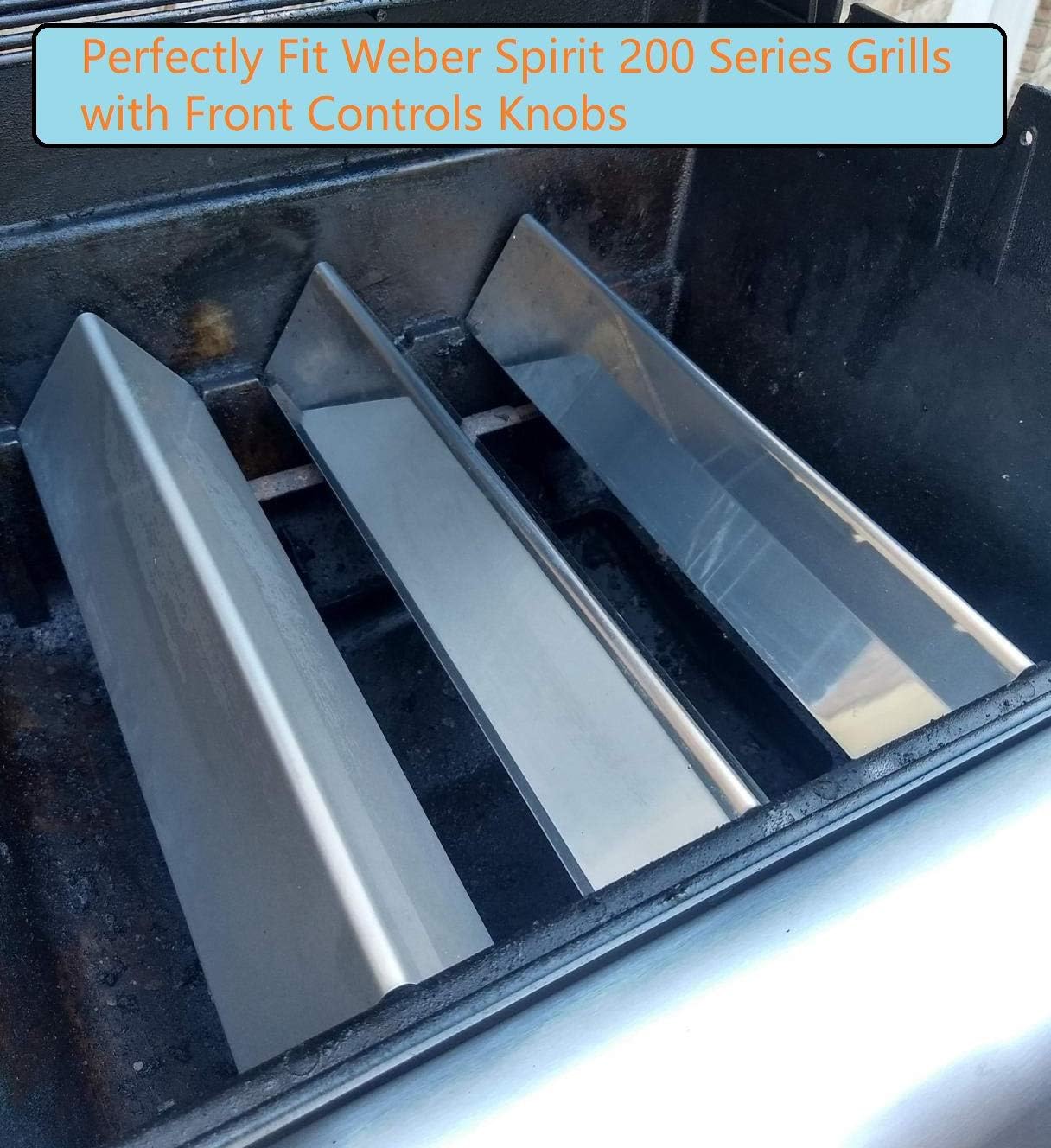 GasSaf 15.3inch Flavorizer Bar Replacement for Weber 7635, Spirit 200 Series, Spirit E-210, S-210, E-220, S-220 with Front Controls Panel, 3-Pcs Stainless Steel Flavor Bar(15.3"x3.5"x2.5") : Patio, Lawn & Garden