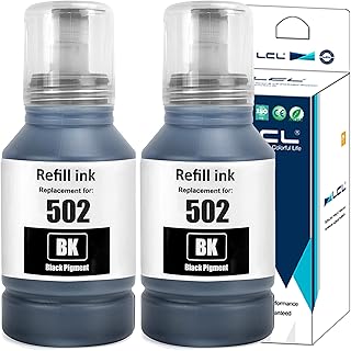 LCL Compatible for 502 T502 T502120 (2-Pack, Black Pigment 127ML) Ink Bottle for Ecotank ET2760 ET-4760 ET2750 ET-3760 ET-2850 ET-15000 ST-4000 ST-2000 ET-3710 ET-3850 ET-3750 ET-4850 ET-3830 ET4750