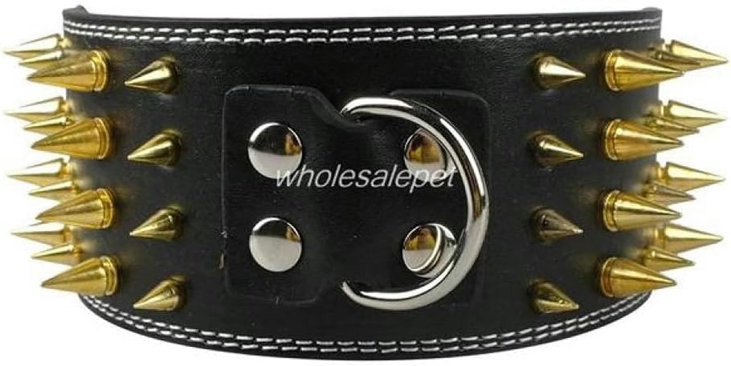 3 Zoll breites Hundehalsband aus Leder mit Spikes und Nieten für große Hunderassen, Größen ML XL, rot, L