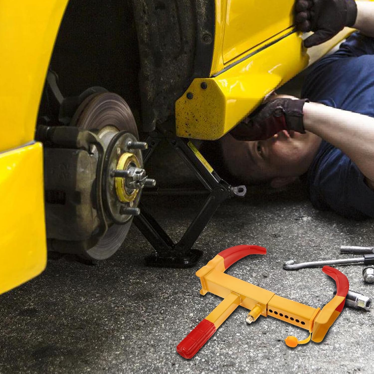 Wheel Clamp Lock for Cars Trailer Golf Cart Portable Anti-Theft Security Tyre Claw Lock with Strong Deterrent Easy Installation and Fit for Boats Motorcycles