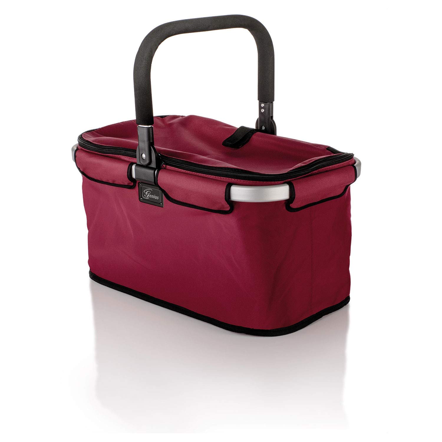 Genius 14260 Einkaufskorb, Aluminium/Stoff, Schwarz Mit Bunten Punkten, 48 x 28 x 27 cm