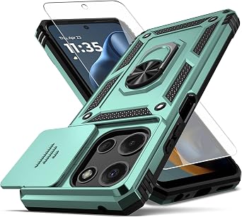 for Moto G 2026/ Moto G 2025/ Moto G Play 2026 Case,with Camera Lens Cover HD Screen Protector,[Military Grade] Car Mount Kickstand Shockproof Protective Case for Motorola G 2026, Dark Green