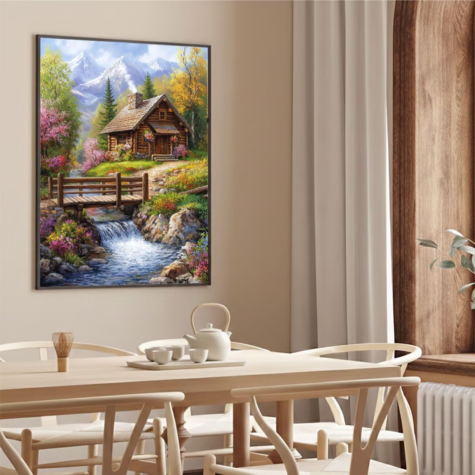 Dipingere con i Numeri Adulti Paesaggio Dipingere con i Numeri Giardino Paint by Numbers Hobby Creativi Adulti Fai Da Te Tela di Pittura a Olio Kit, Decorazioni Regalo 60x90cm Senza Cornice Y3-779