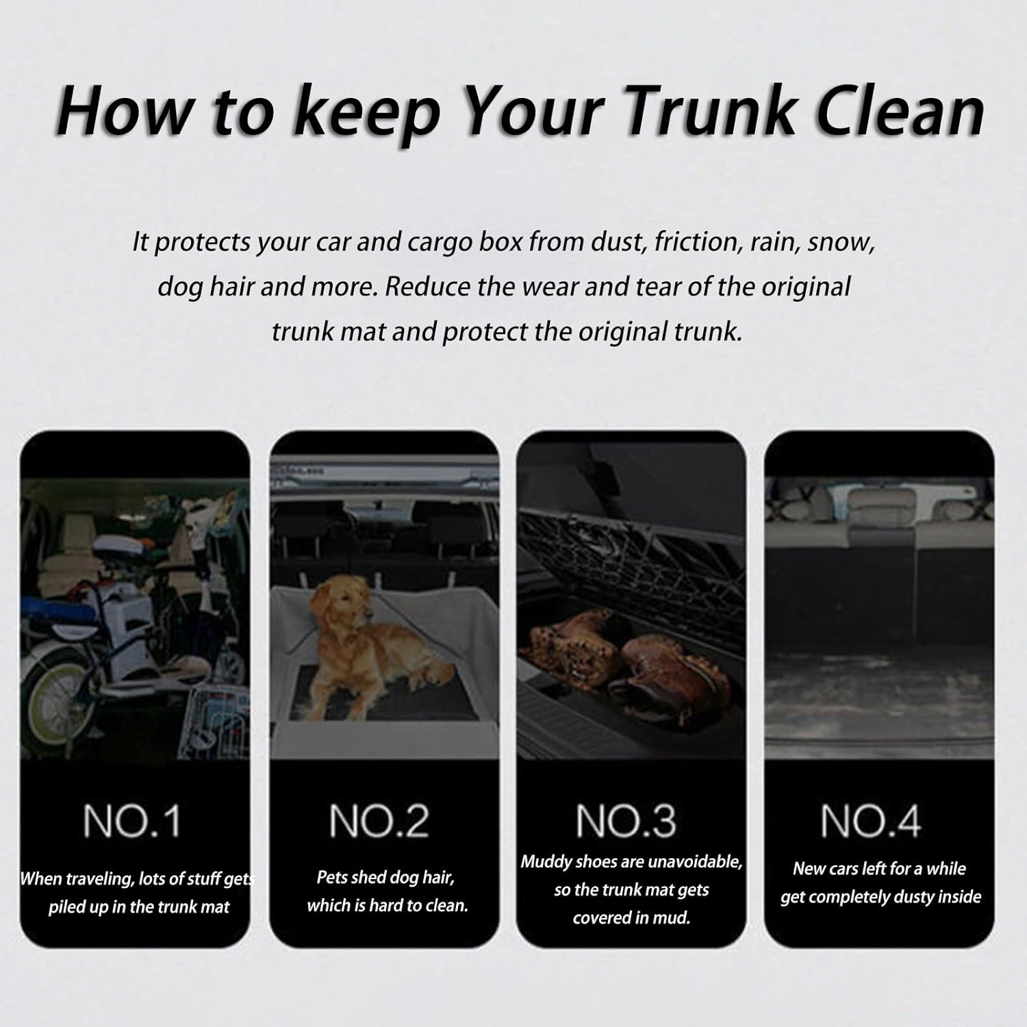 Car Trunk Mat Cargo Liner for Kia Stinger 2018-2021 2022 2023 2024 2025 2026, All-Weather Waterproof Trunk Protector, Non-Slip Heavy-Duty Cargo Mat, Leather Boot Mat Interior Accessories