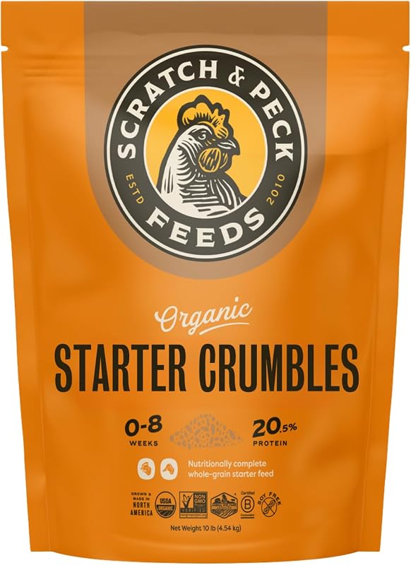 Alimento inicial em farelos para pintinhos e patinhos Scratch and Peck Feeds, 20,5% de proteína, 4,54 kg