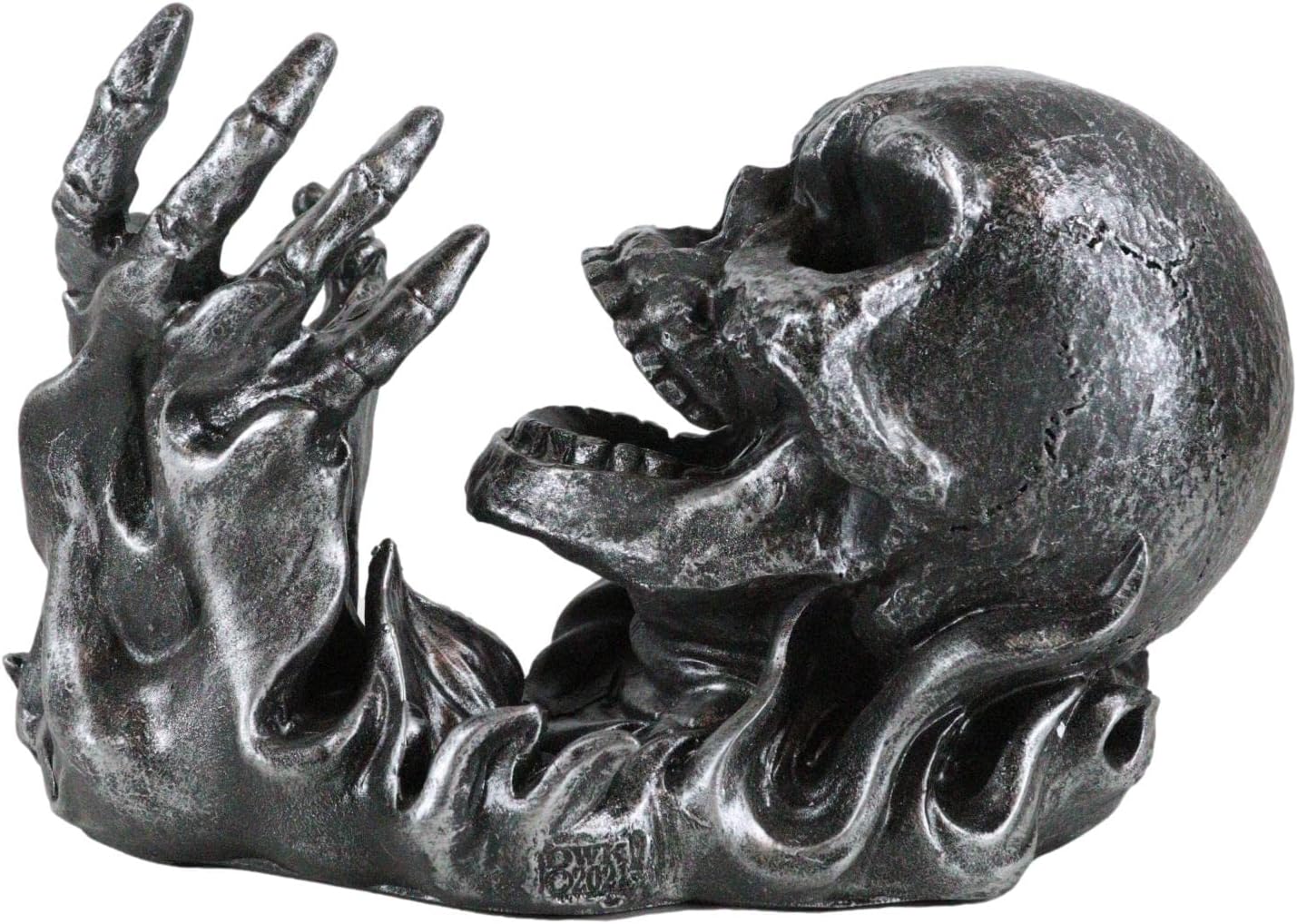 Ebros Dead Rising Skull Hell's Booze Flame Skeleton Wine Holder Figurine 11.25" L Halloween Party Hosting Centerpiece Decor