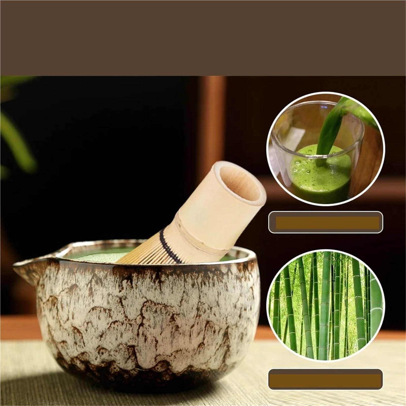 Juego de 6 licuadoras de matcha con batidor, cepillo, cucharilla y horno for tienda de bebidas, herramientas for preparar té. Juego de Té Matcha(White 6pcs)