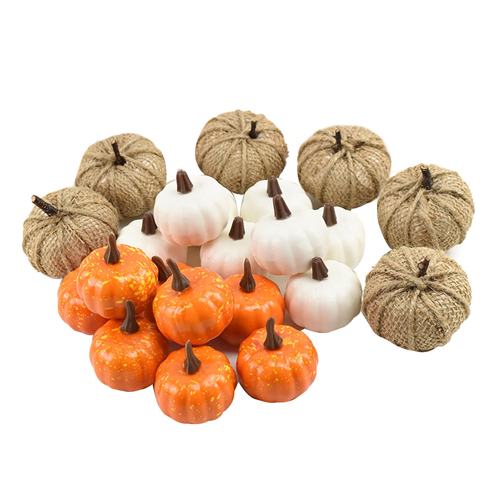 22Pcs Artificial Pumpkins Set Assorted Faux Harvest Pumpkins for Fall Wedding Thanksgiving Seasonal Holiday Decoration